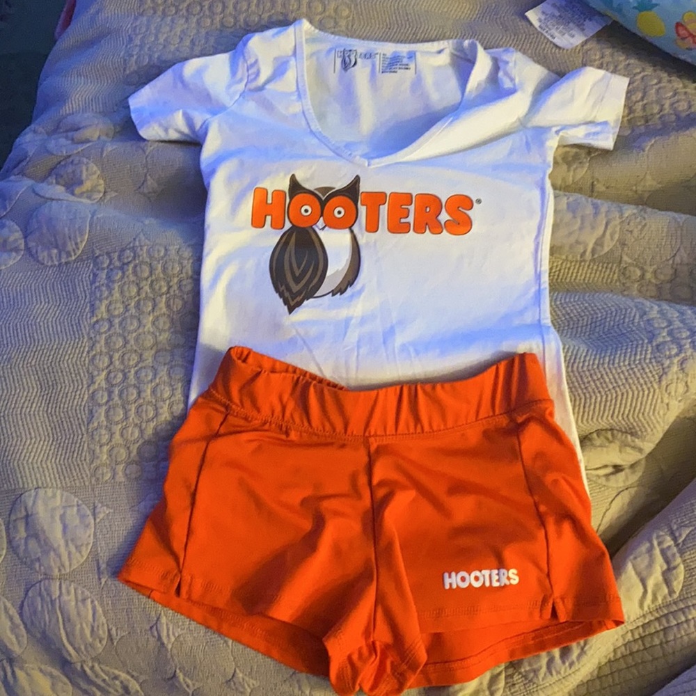 Hooters Uniform,shorts XS will fit Sm. Tee size Xs no stretch